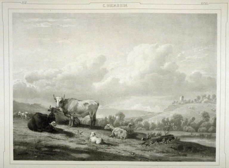 animali da fattoria in un paesaggio sereno