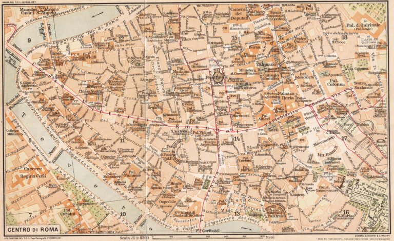 antica mappa di roma con dettagli storici