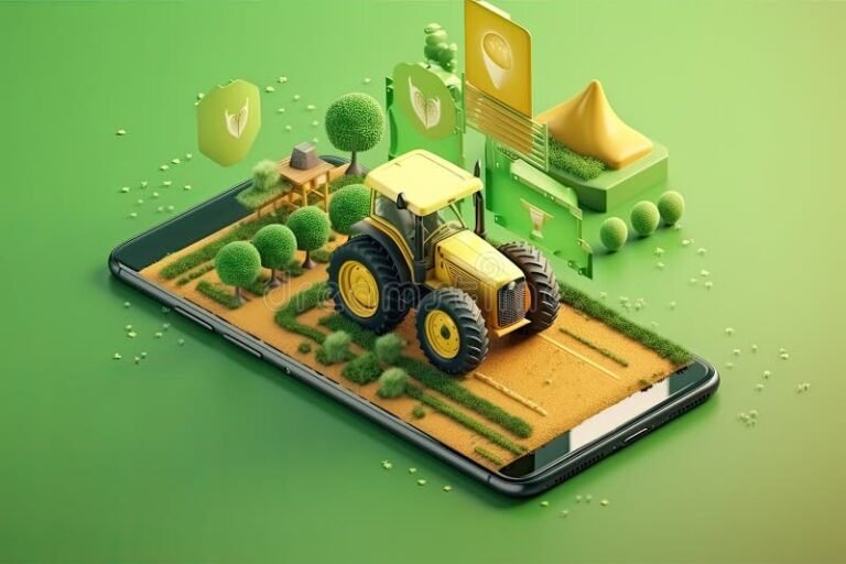 campi verdi con attrezzature agricole moderne