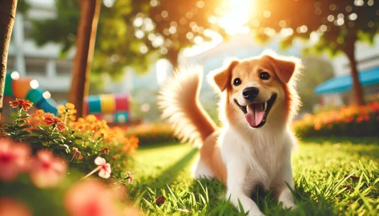 cani felici che esplorano il parco