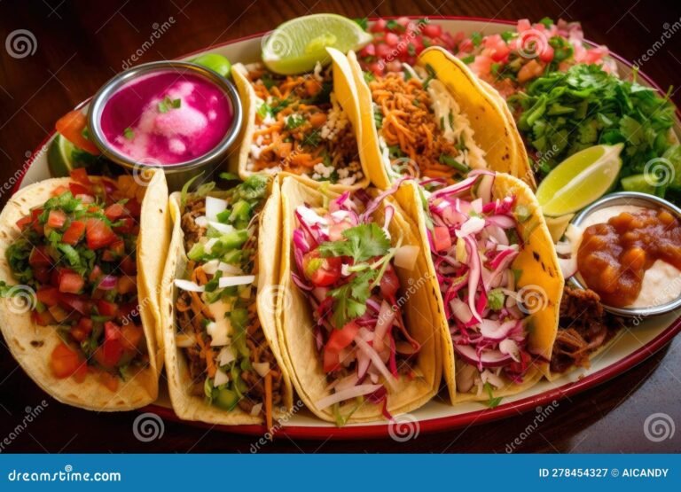 deliziosi taco su un piatto colorato