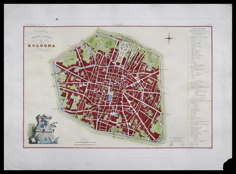 mappa della citta di bologna con evidenziati uffici