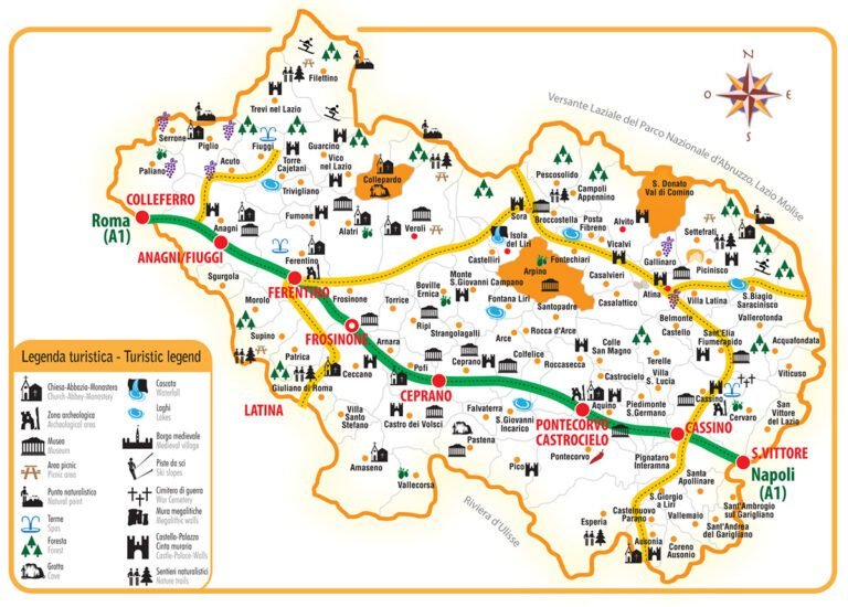 mappa della citta di sora con punti di interesse
