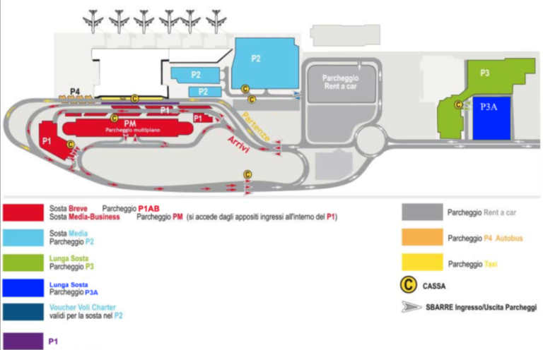 mappa dellaeroporto di bari con indicazioni
