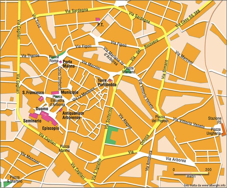 mappa di oristano con punti di interesse