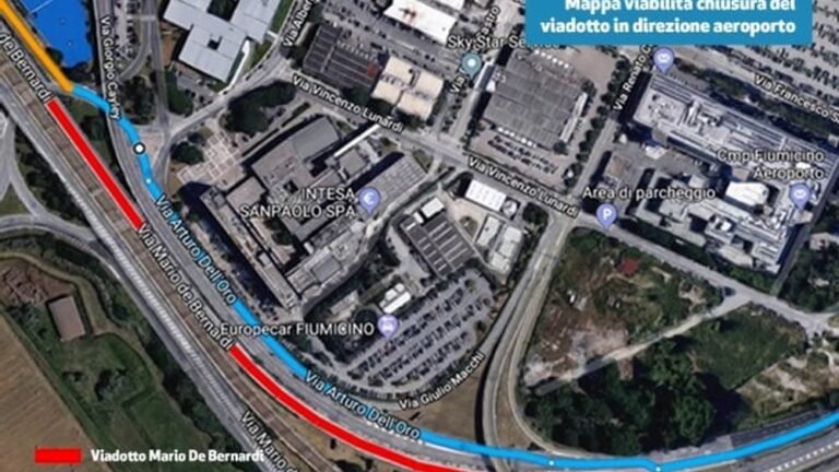 mappa stradale verso laeroporto di fiumicino