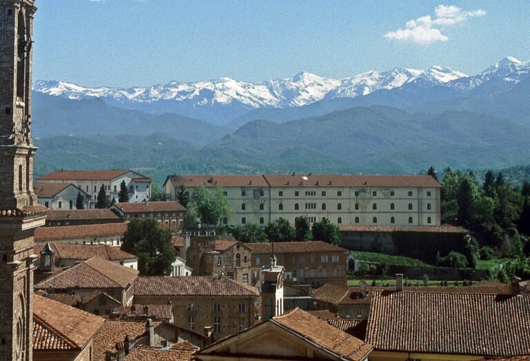 panorama di mondovi con case caratteristiche