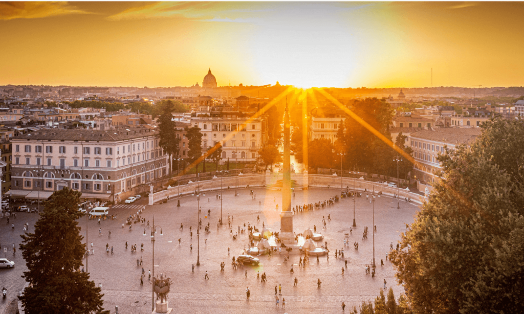 panorama di roma al tramonto