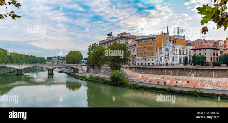 panorama di roma con il fiume tevere