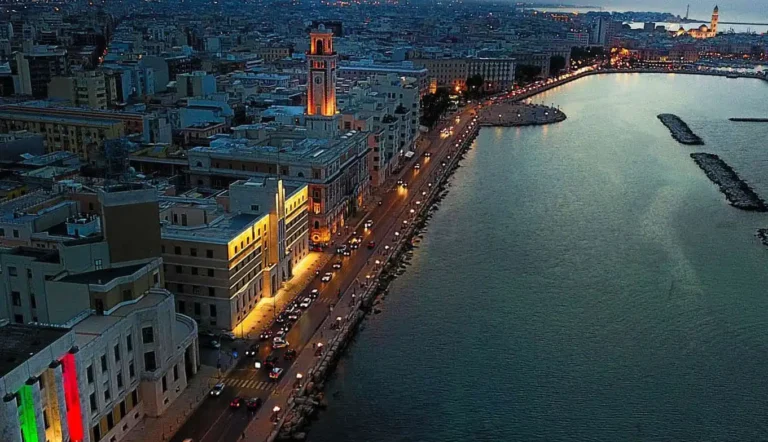 panorama urbano di bari con tecnologia