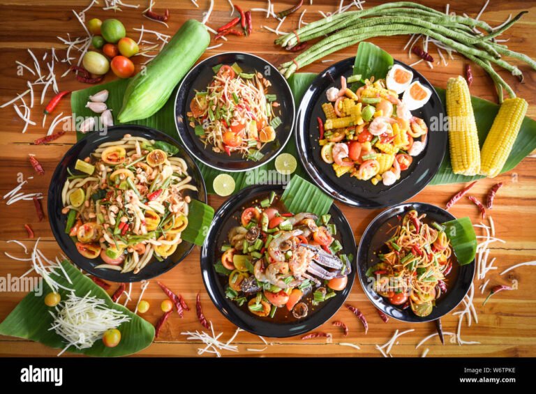 Perché scegliere il cibo tailandese per uno stile di vita sano 44 piatto di verdure fresche e spezie tailandesi