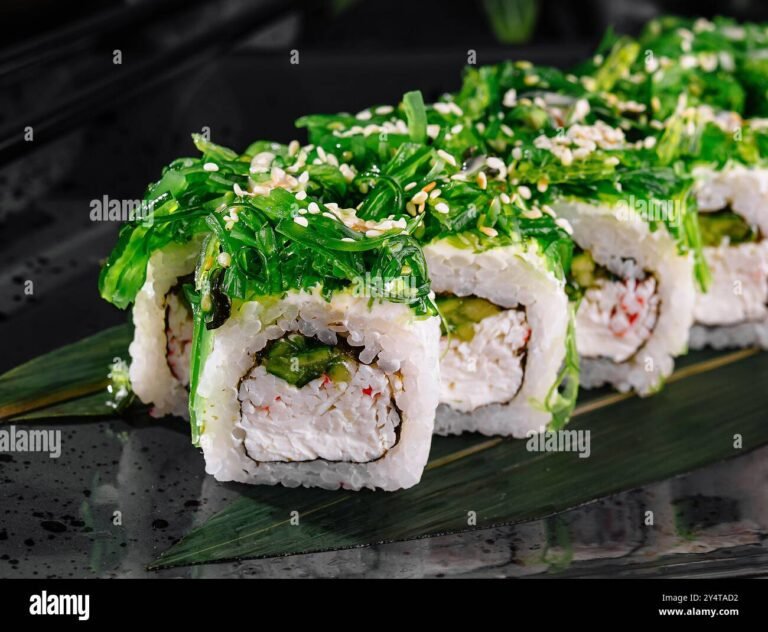 sushi assortito con wasabi verde vibrante