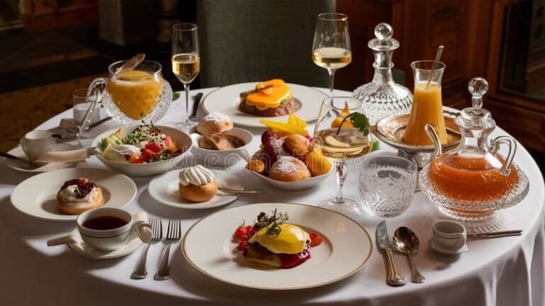 un assortimento di piatti e bevande gourmet