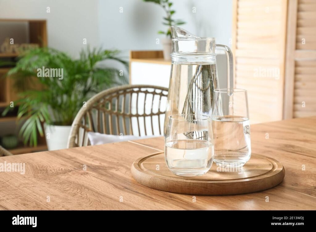un bicchiere dacqua elegante su un tavolo