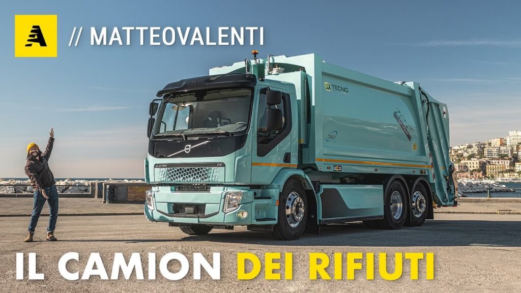un camion della nettezza urbana in azione