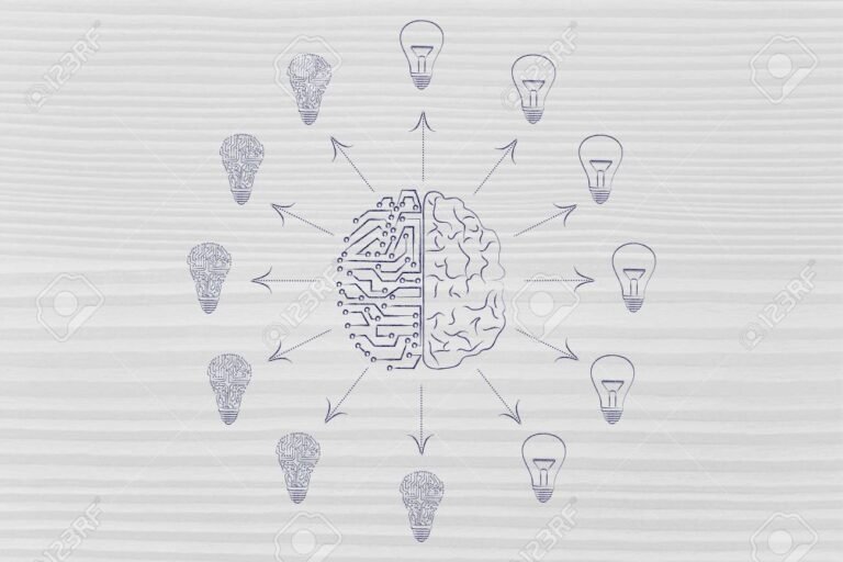 un cervello umano circondato da circuiti