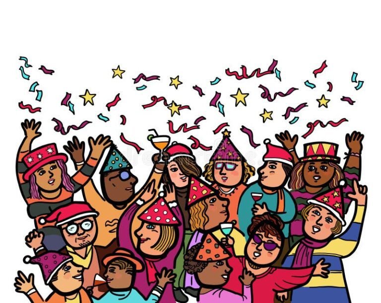 un gruppo di persone che celebra insieme