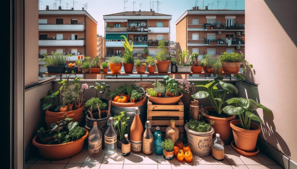 Come realizzare un orto urbano a Milano e quali piante scegliere 1 un orto urbano rigoglioso su un balcone