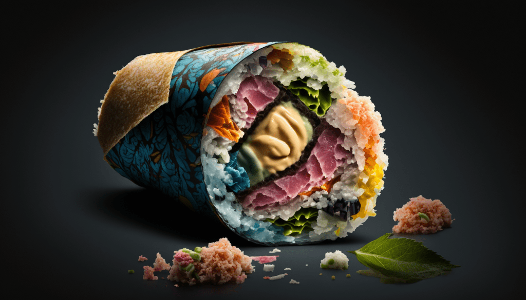 un piatto di sushi colorato e appetitoso