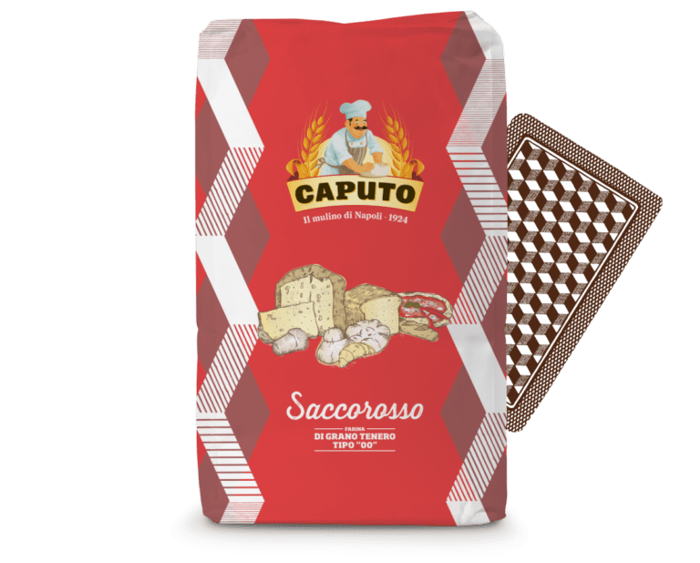 un sacco di farina caputo rosso aperto