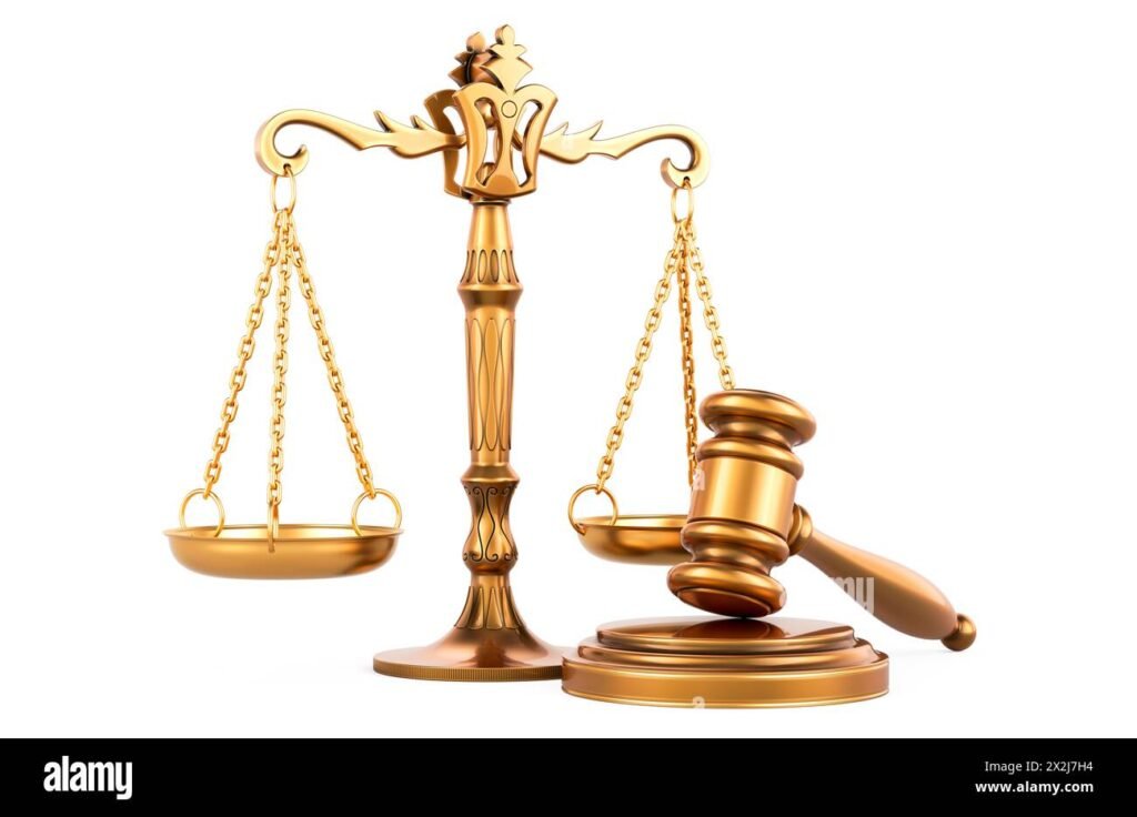 una bilancia della giustizia su uno sfondo romano