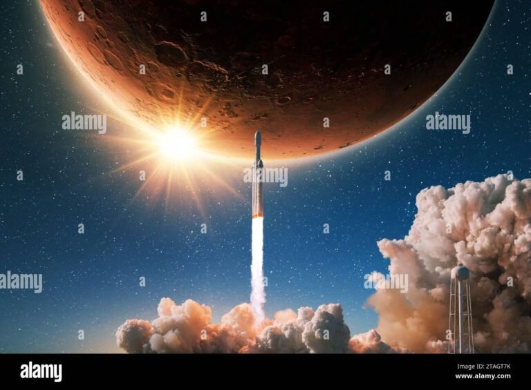 una galassia stellata con navi spaziali