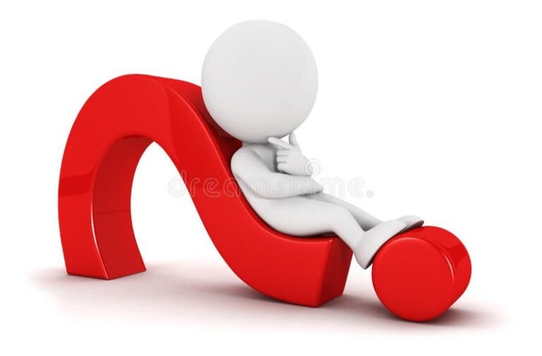 una persona che riflette con un punto interrogativo