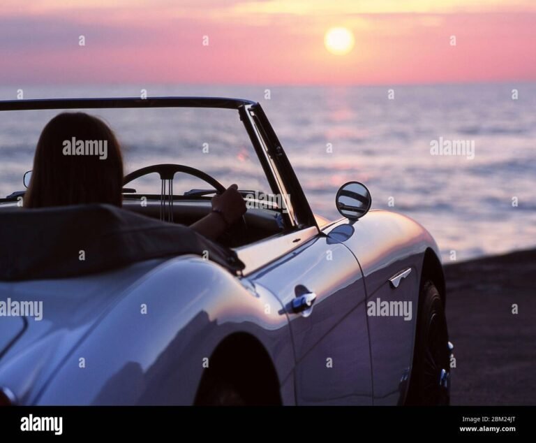 unauto sportiva su una strada costiera