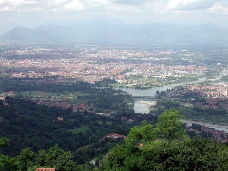 vista panoramica di torino con elementi naturali